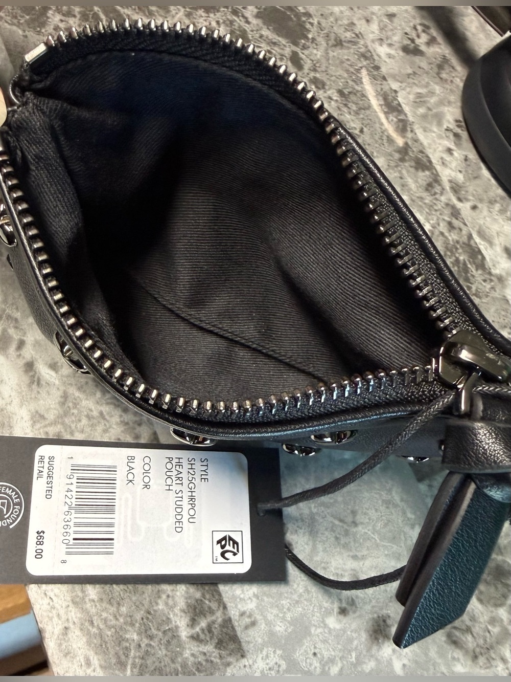 Rebecca Minkoff Studded Heart Stud Pouch Black - Picture 5 of 5